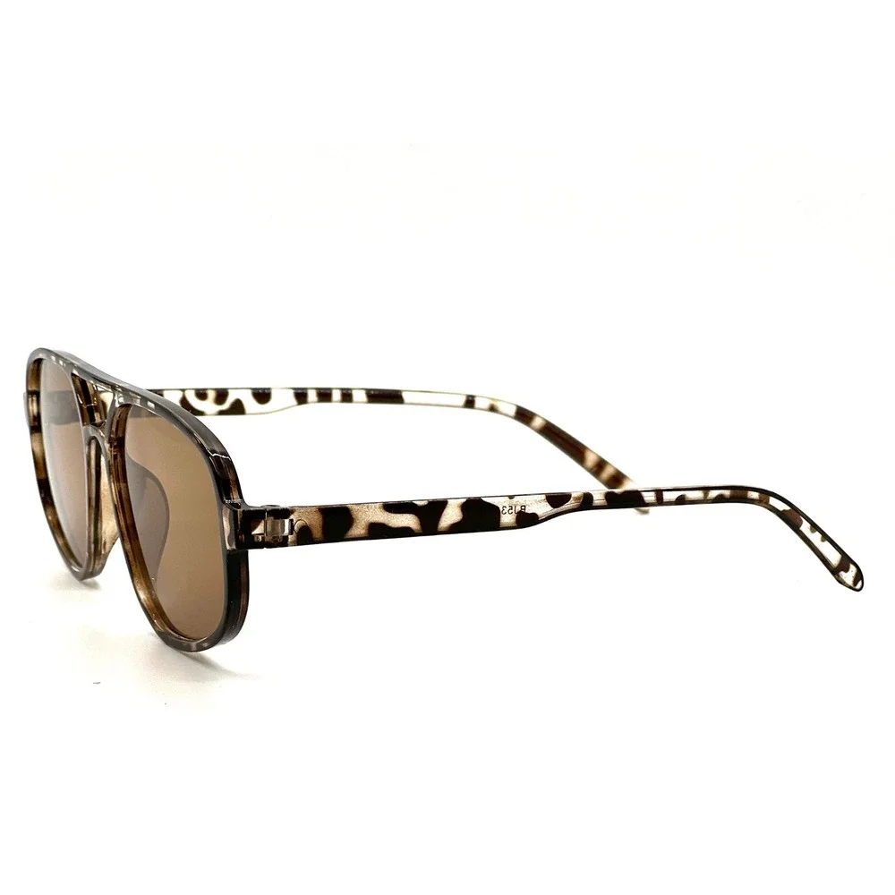 Mens Aviator Sunglasses Tortoise Shell Leopard Print‎ Brown Lens Hip Hop Rapper
